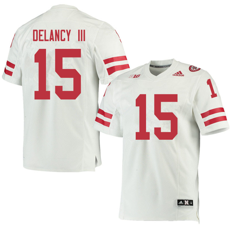 Men #15 Ronald Delancy III Nebraska Cornhuskers College Football Jerseys Sale-White - Click Image to Close